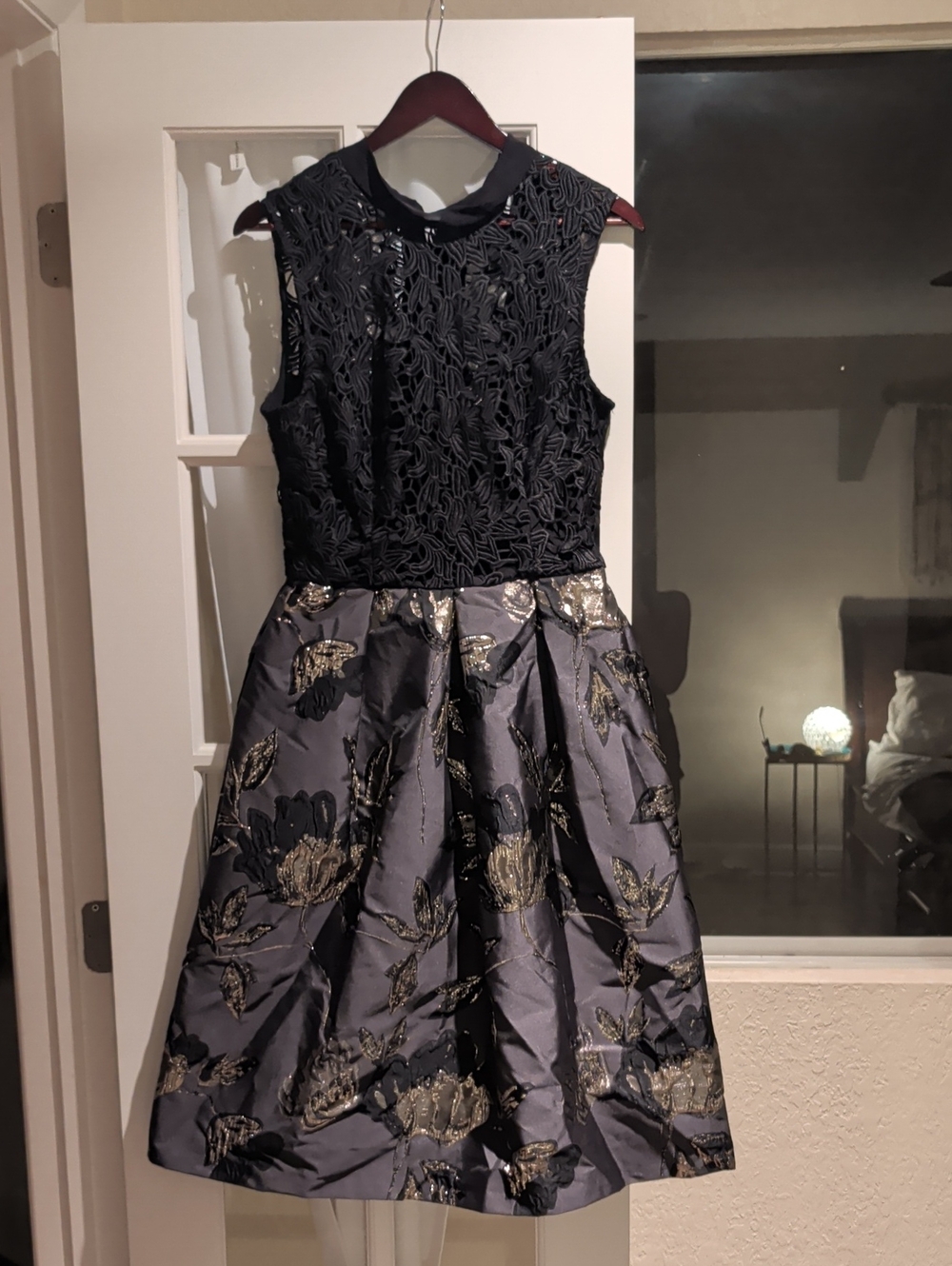 Girls Black and Gold Floral Party Dress